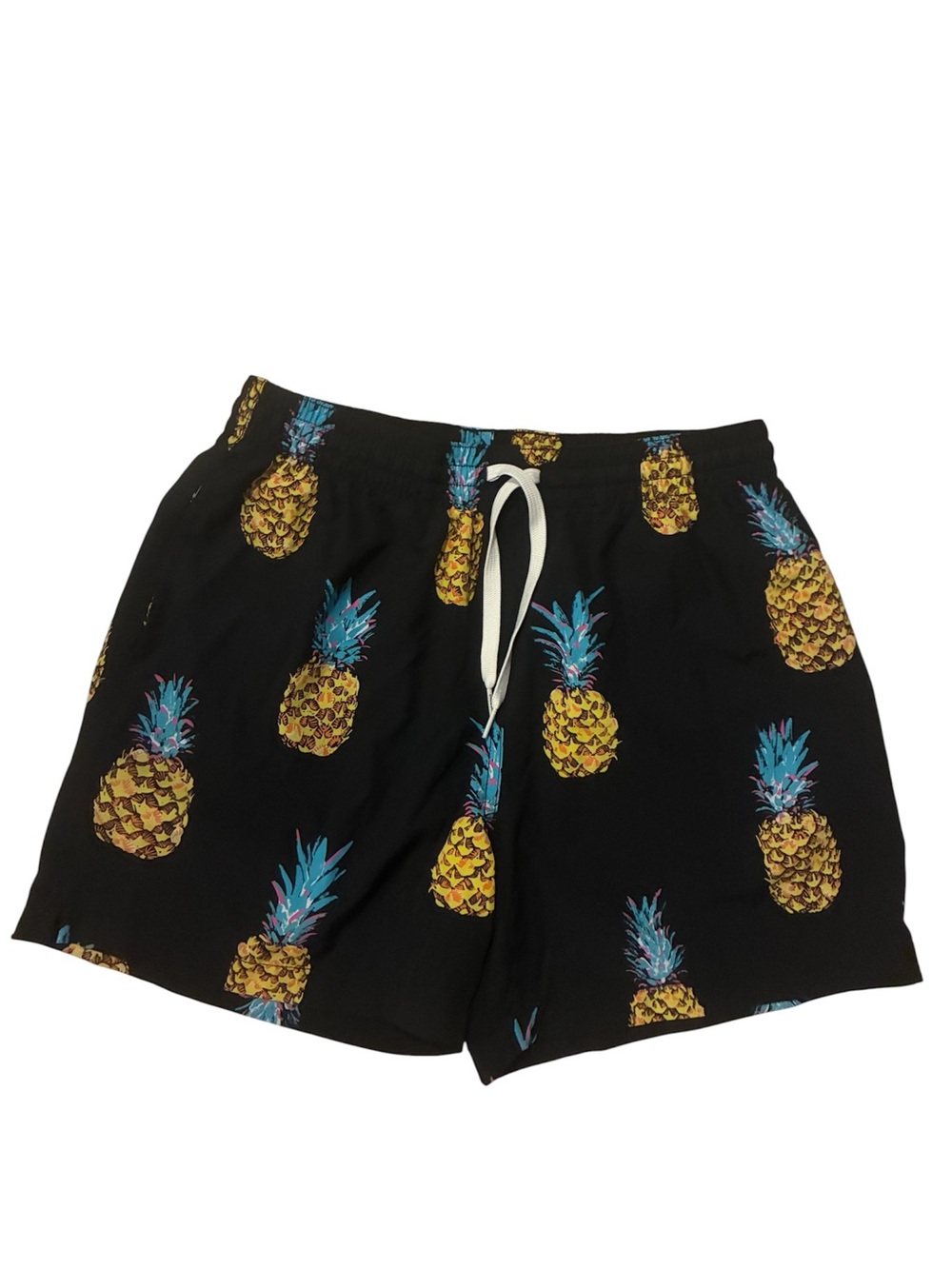 chubbies Black Swim Trunks with Yellow Pineapple and Blue-Teal Tops